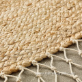 hand woven round hemp jute rugs with tassels